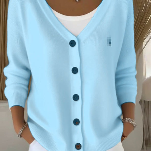 Rosalie | Strickjacke Damen V-Ausschnitt Knopfleiste Langarm