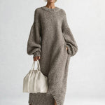 Rosalie | Strickkleid Damen Oversize Maxi Langarm Rundhals