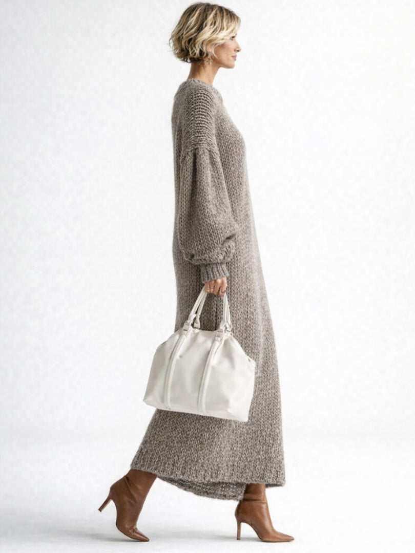 Rosalie | Strickkleid Damen Oversize Maxi Langarm Rundhals
