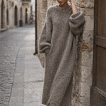 Rosalie | Strickkleid Damen Oversize Maxi Langarm Rundhals