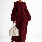 Rosalie | Strickkleid Damen Oversize Maxi Langarm Rundhals