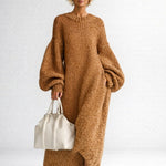 Rosalie | Strickkleid Damen Oversize Maxi Langarm Rundhals