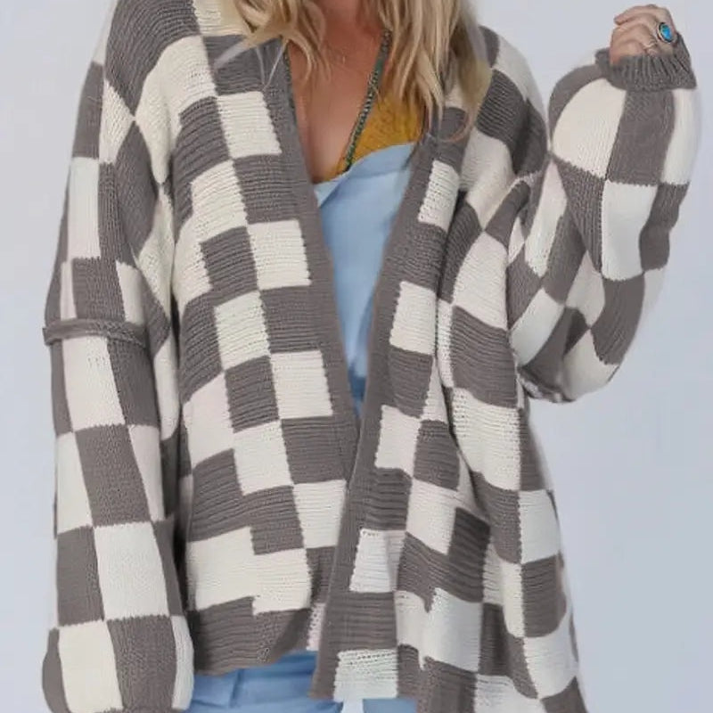Salome | Strickjacke Damen Oversized Kariert