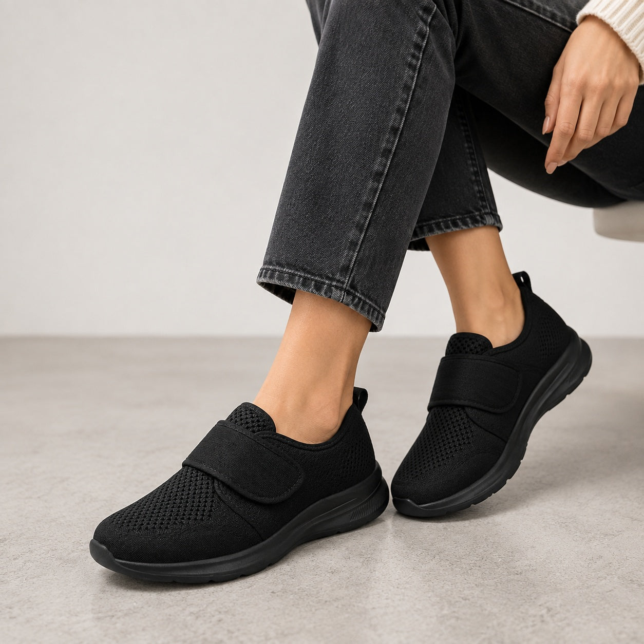 Salome | Walkingschuhe Damen Klettverschluss Atmungsaktiv Leicht