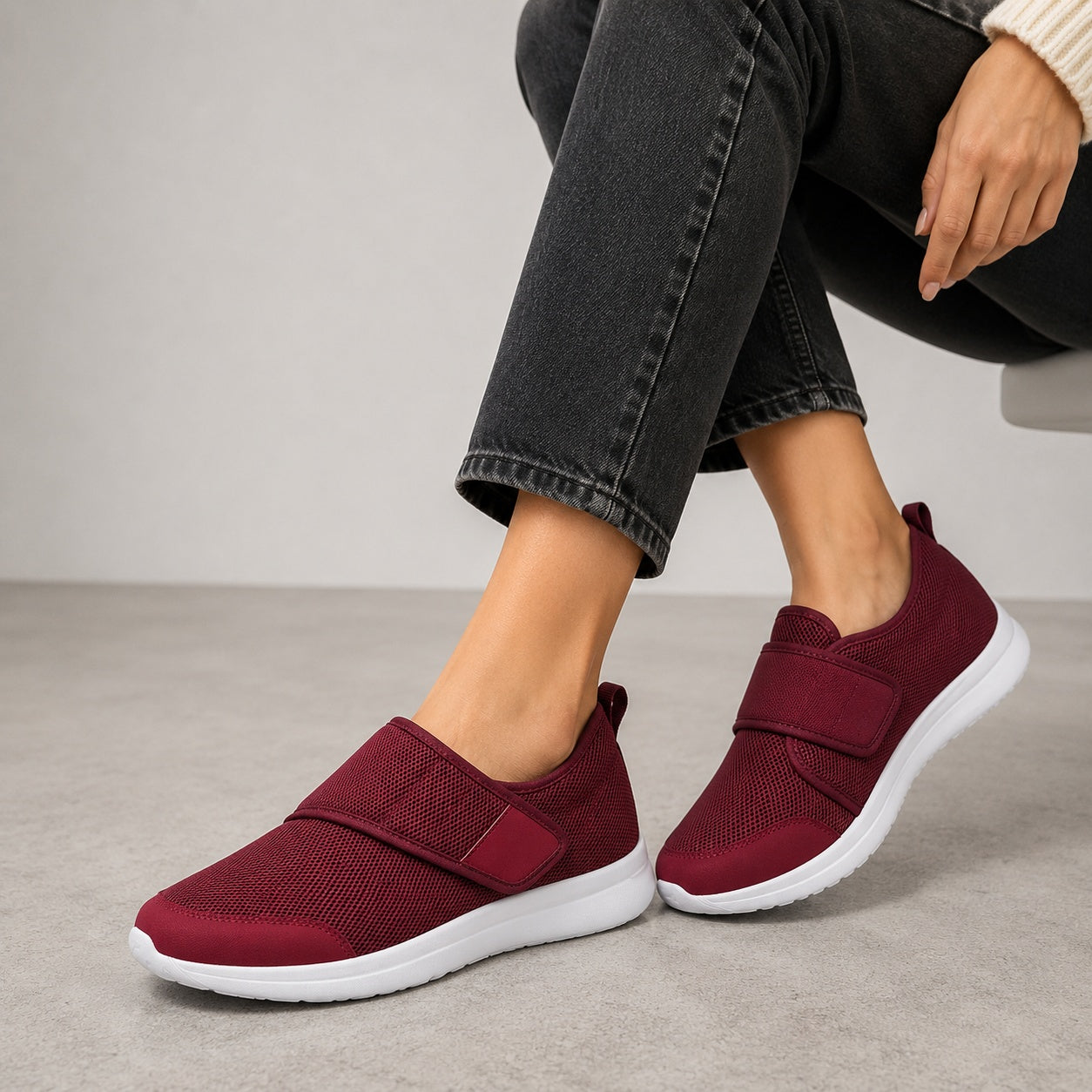 Salome | Walkingschuhe Damen Klettverschluss Atmungsaktiv Leicht