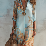 Sára | Nyári Maxi Ruha Női Ingruha Mintás Hosszú Ujjú