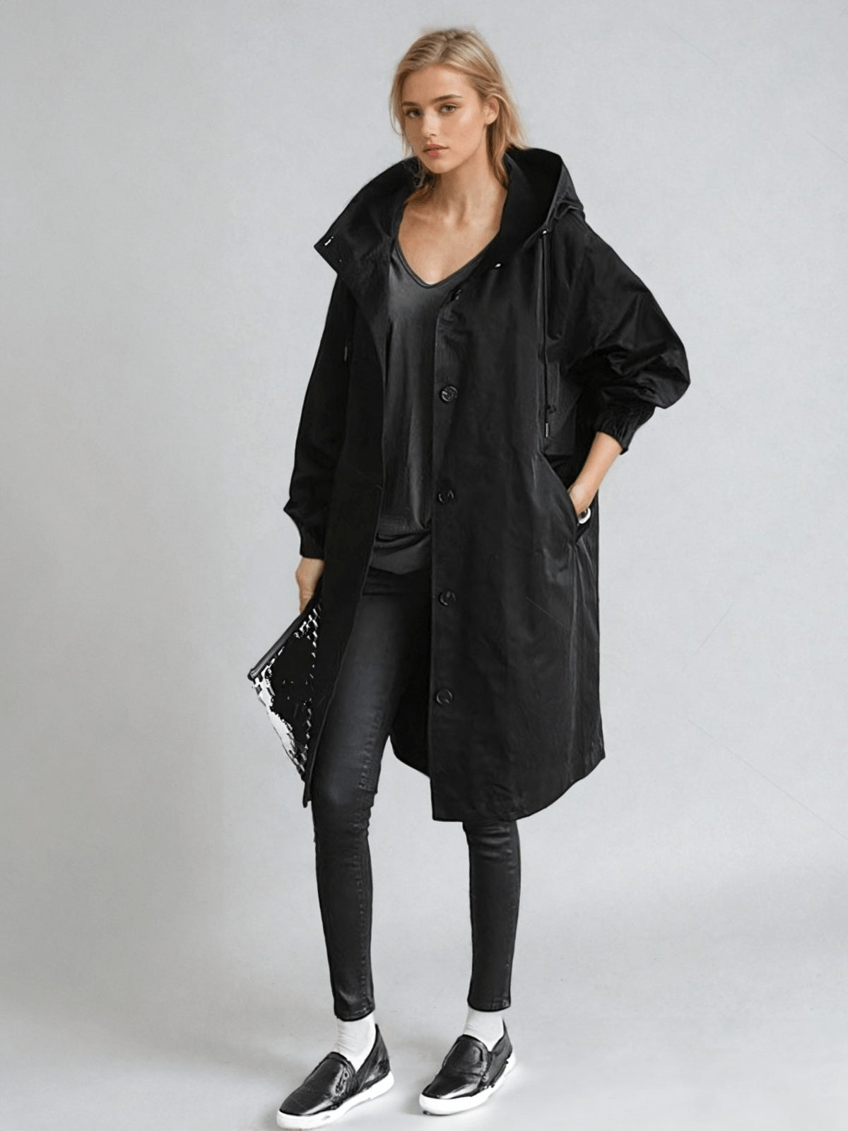 Sára | Trench Coat Női Hosszú Átmeneti Kabát Vízlepergető