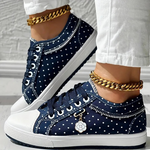 Sarolta | Denim Sneaker Női Fűzős Strassz Díszítéssel