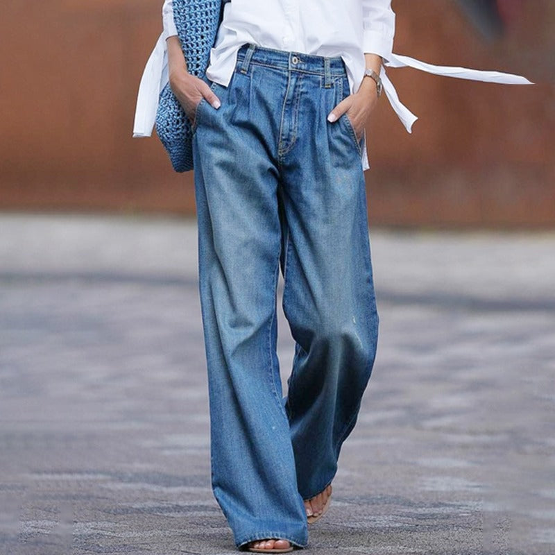 Sarolta | Farmernadrág Női Széles Szárú Magas Derekú Jeans
