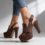 Sarolta | Platform Slingback Magassarkú Cipő Női Csatos Loafer Stílusú