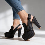 Sarolta | Platform Slingback Magassarkú Cipő Női Csatos Loafer Stílusú
