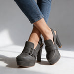 Sarolta | Platform Slingback Magassarkú Cipő Női Csatos Loafer Stílusú