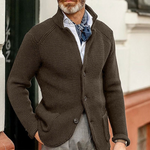 Sebastian | Strickjacke Herren Strukturstrick Knopfleiste Stehkragen