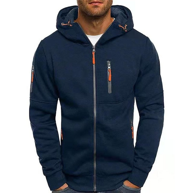 Sebastian | Zip Hoodie Herren Kapuze Mehrere Reissverschlusstaschen