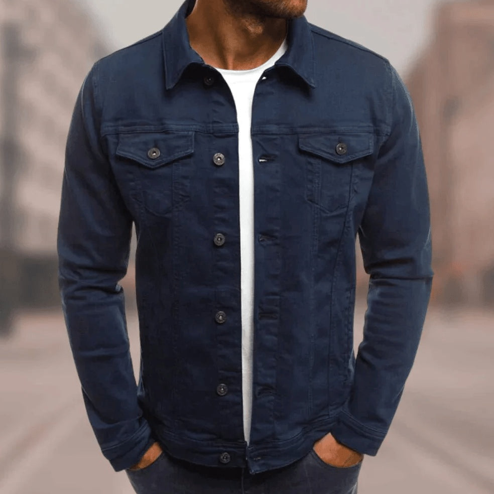 Simon | Jeansjacke Herren Knopfleiste Brusttaschen