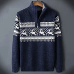Simon | Pullover Herren Fair Isle Halbzip Stehkragen
