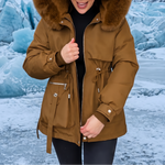 Sophia | Parka Damen mit Kunstfell Kapuze Tailliert