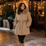 Sophia | Parka Damen mit Kunstfell Kapuze Tailliert