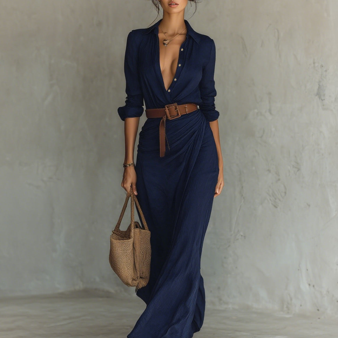Sophie | Langes Kleid Standesamt Damen Elegant Langarm