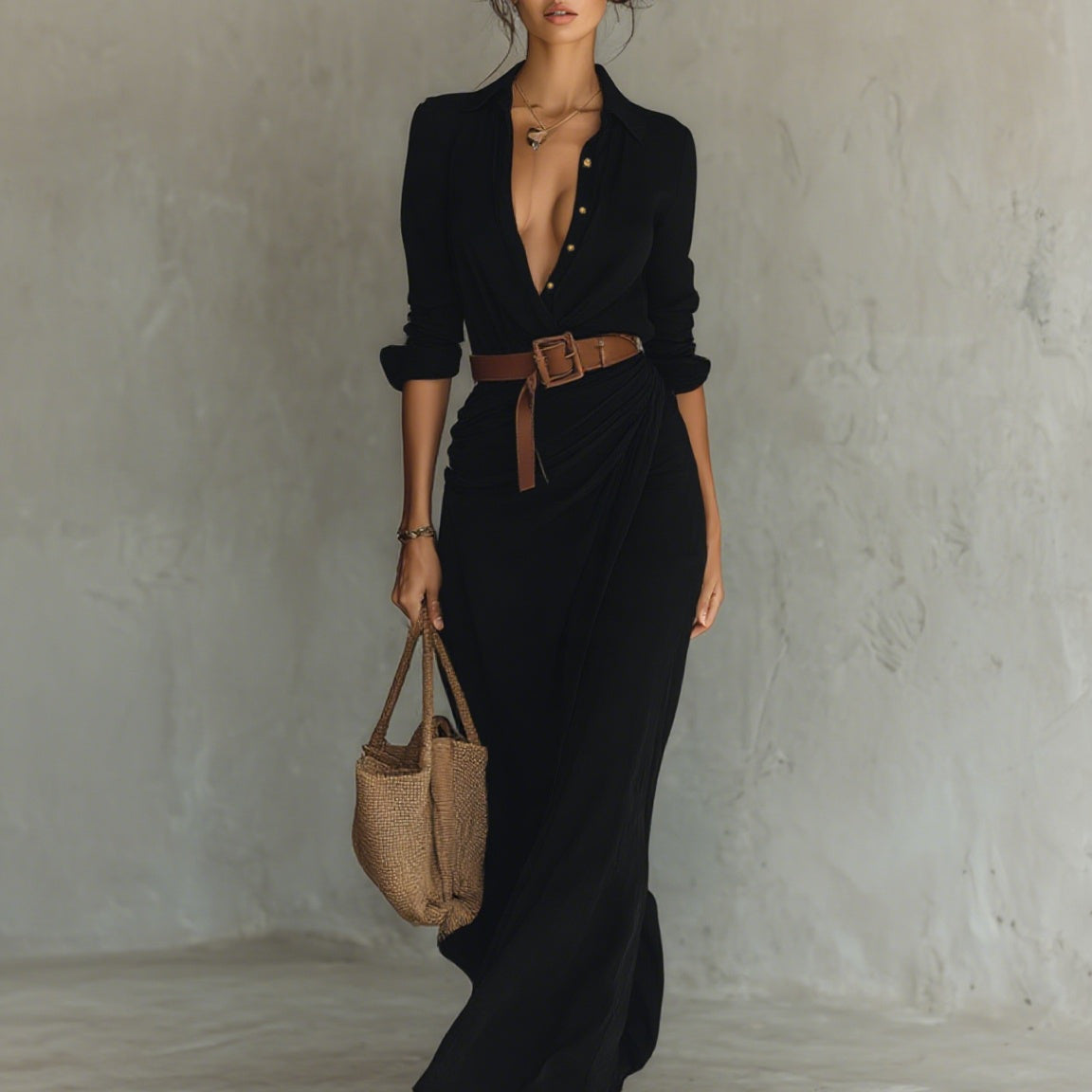 Sophie | Langes Kleid Standesamt Damen Elegant Langarm