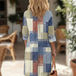Szilvia | Alkalmi Midi Ruha Női Gombos Patchwork Mintás