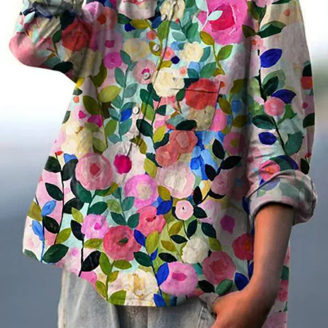 Theresa | Bluse Damen Langarm mit Blumenprint