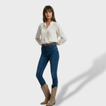 Theresa | Cowboy Stiefel Damen Wildleder Hoher Schaft Stickerei