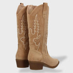 Theresa | Cowboy Stiefel Damen Wildleder Hoher Schaft Stickerei