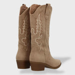 Theresa | Cowboy Stiefel Damen Wildleder Hoher Schaft Stickerei