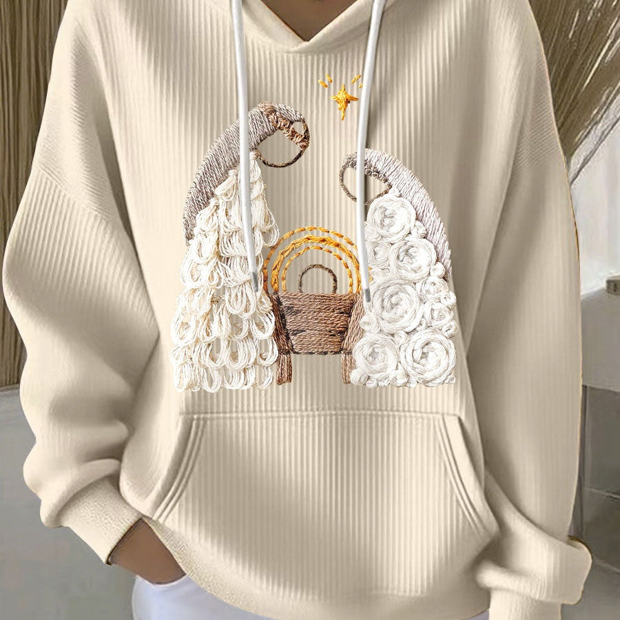 Theresa | Hoodie Damen Weihnachten Stickerei Kängurutasche