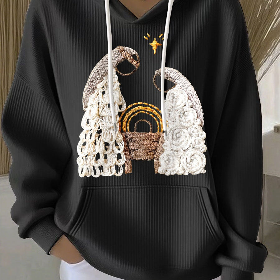 Theresa | Hoodie Damen Weihnachten Stickerei Kängurutasche