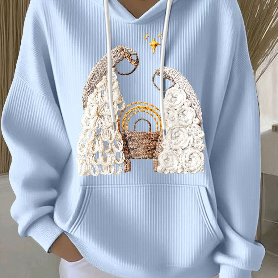 Theresa | Hoodie Damen Weihnachten Stickerei Kängurutasche