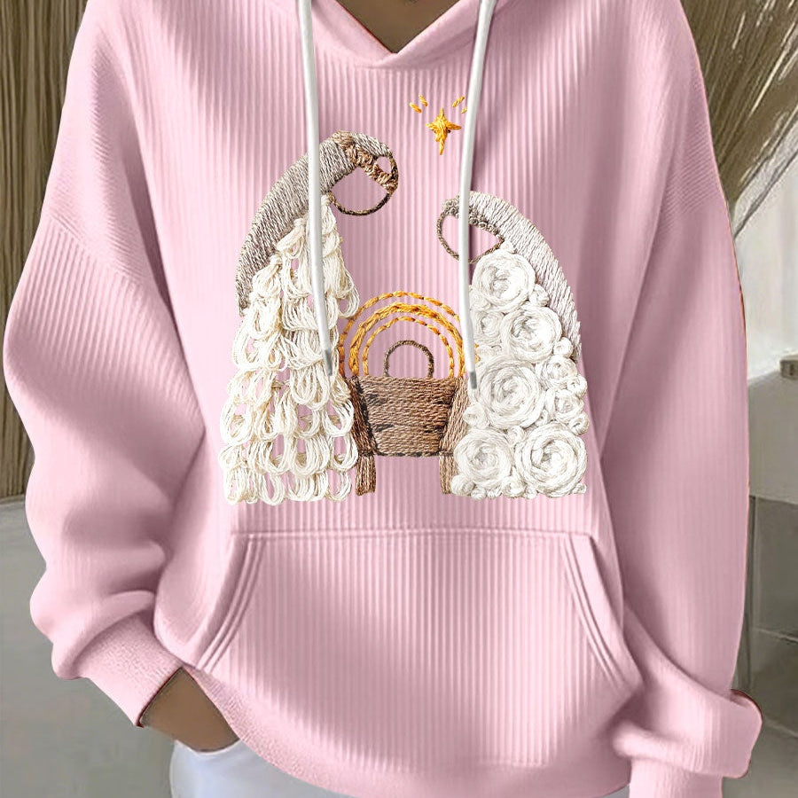 Theresa | Hoodie Damen Weihnachten Stickerei Kängurutasche