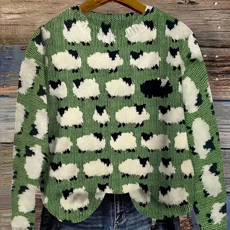 Theresa | Pullover Damen Strick mit Tiermotiv Rundhals