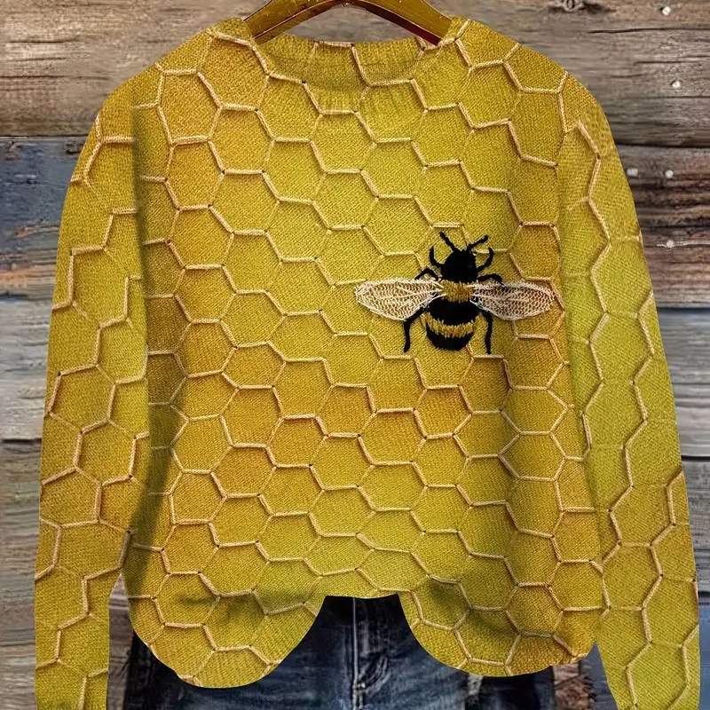 Theresa | Pullover Damen Strick mit Tiermotiv Rundhals