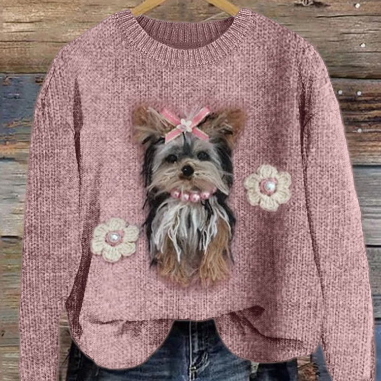 Theresa | Pullover Damen Strick mit Tiermotiv Rundhals