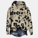 Tímea | Kapucnis Pulóver Női Virágmintás Oversize Hosszú Ujjú