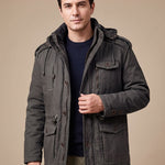Tobias | Parka Herren mit Kapuze Gefüttert Anorak Outdoor Taschen