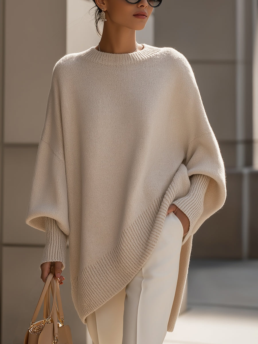 Ursina | Poncho Strick Oversize Damen Rundhals