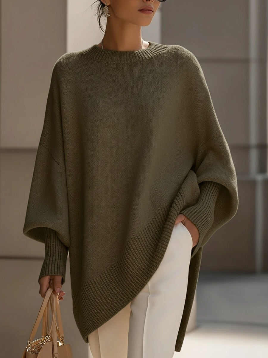 Ursina | Poncho Strick Oversize Damen Rundhals