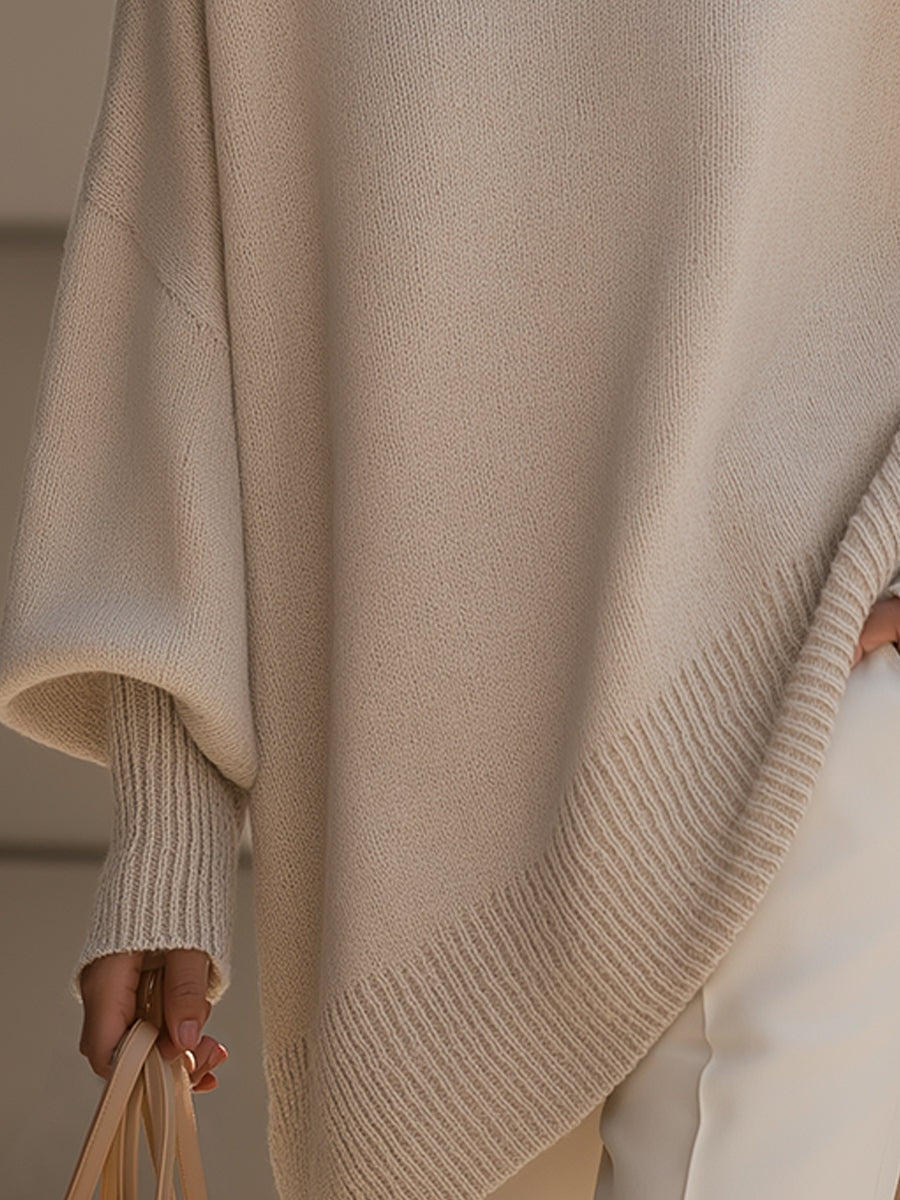 Ursina | Poncho Strick Oversize Damen Rundhals