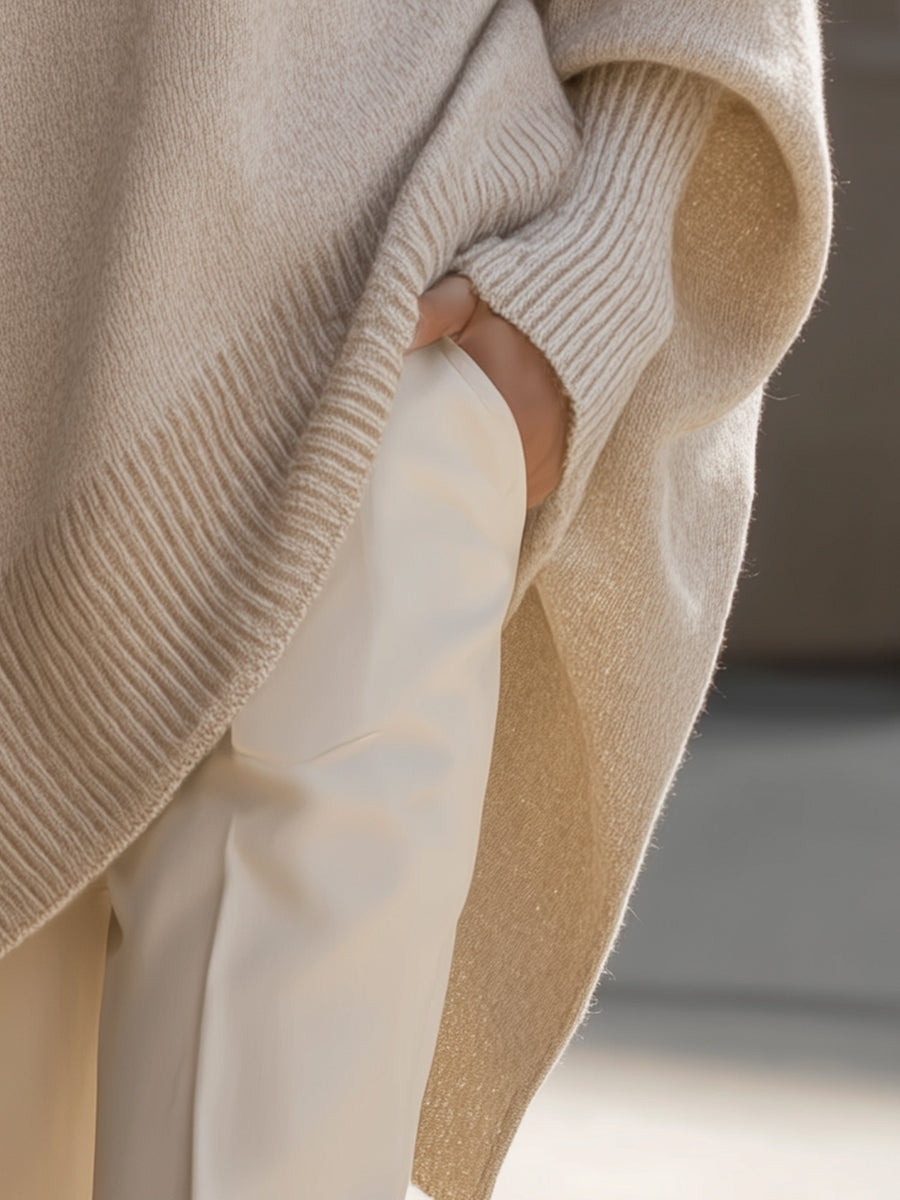 Ursina | Poncho Strick Oversize Damen Rundhals