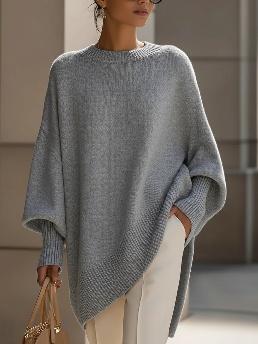 Ursina | Poncho Strick Oversize Damen Rundhals