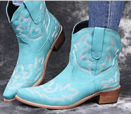 Ursina | Stiefeletten Damen Westernstil Bestickt Blockabsatz