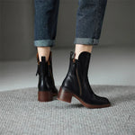 Valerie | Chelsea Boots Damen Leder Blockabsatz Reissverschluss