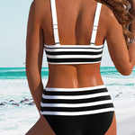 Viktória | Bikini Szett Női Csíkos Masnis V-nyakú