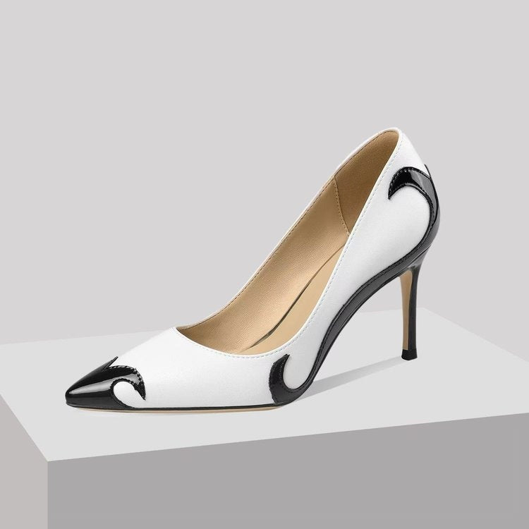 Viktória | Magassarkú Cipő Stiletto Hegyes Orrú Női Kétszínű