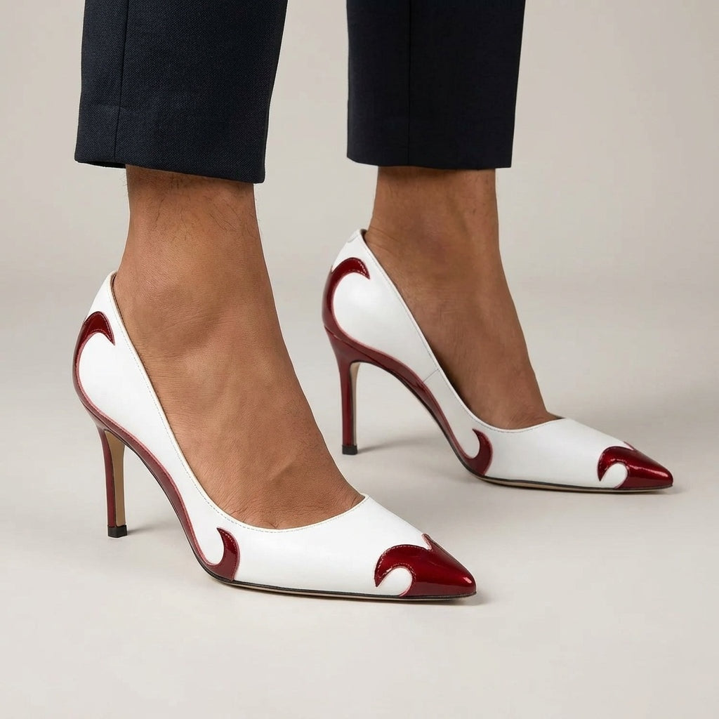 Viktória | Magassarkú Cipő Stiletto Hegyes Orrú Női Kétszínű