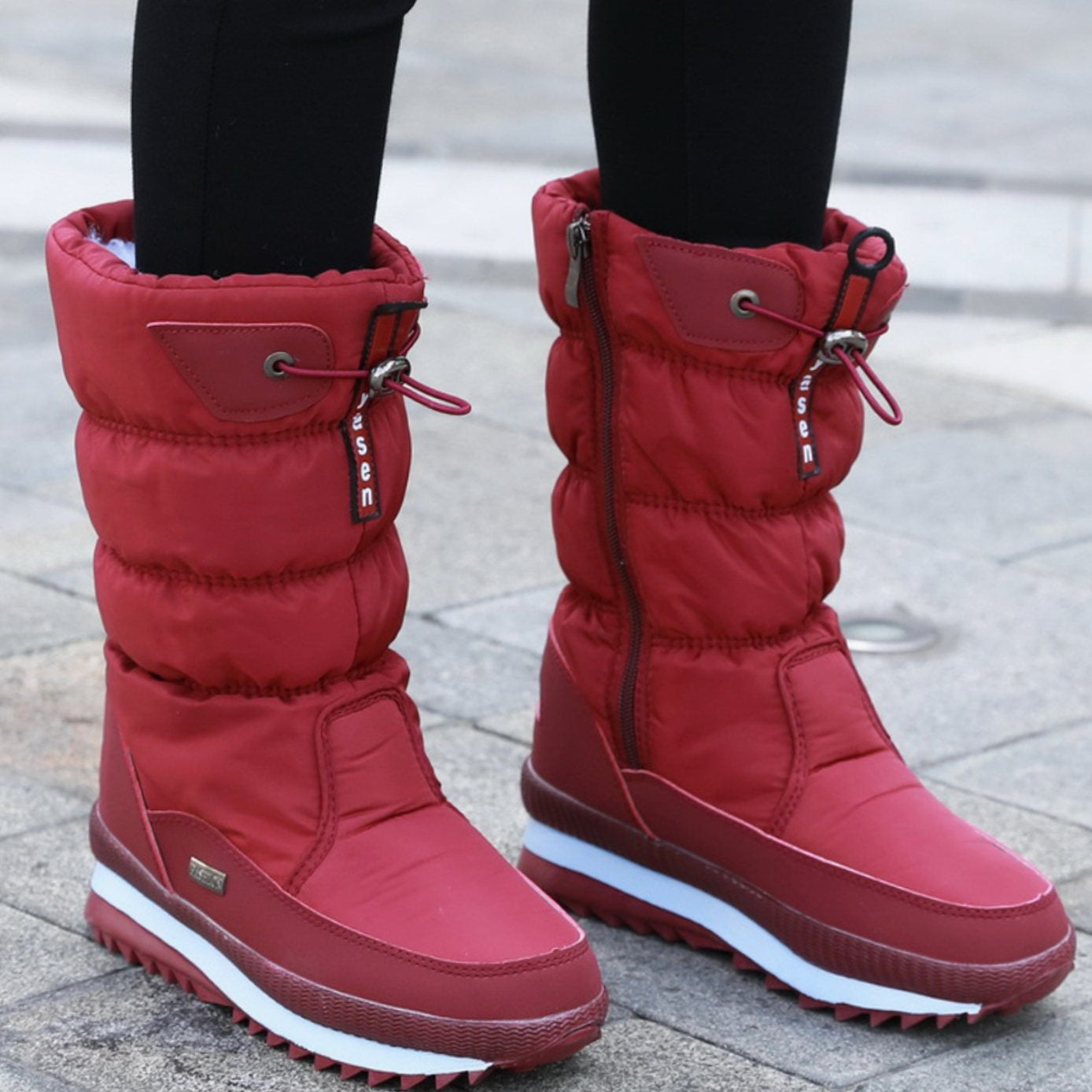 Viktoria | Schneestiefel Damen Warm Gefüttert Plateausohle Reissverschluss