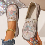 Virág | Mokaszin Női Hímzett Virágos Slip-On